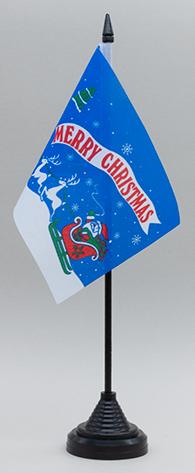 Merry Christmas Santa on Sledge Desk Flag